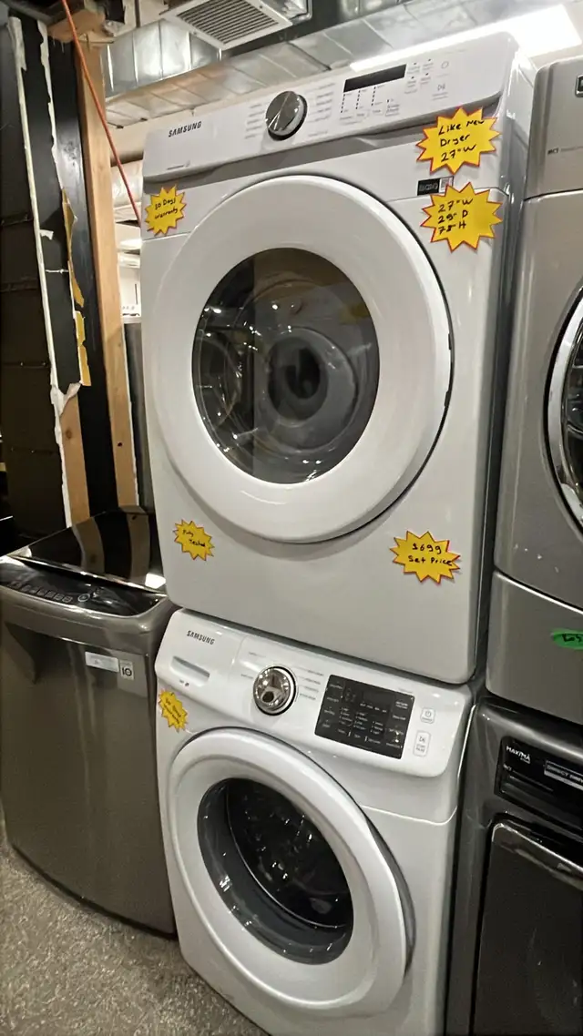 Samsung White 27" Stackable Washer and Dryer Set