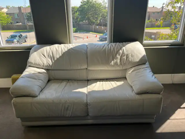 White Leather Loveseat