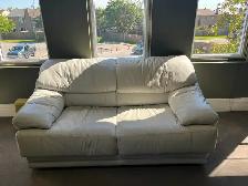 White Leather Loveseat
