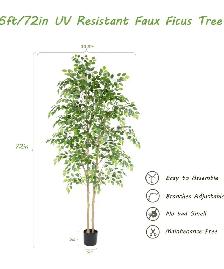 Nafresh 6-Foot Artificial Ficus Tree with Pot - Photo 2
