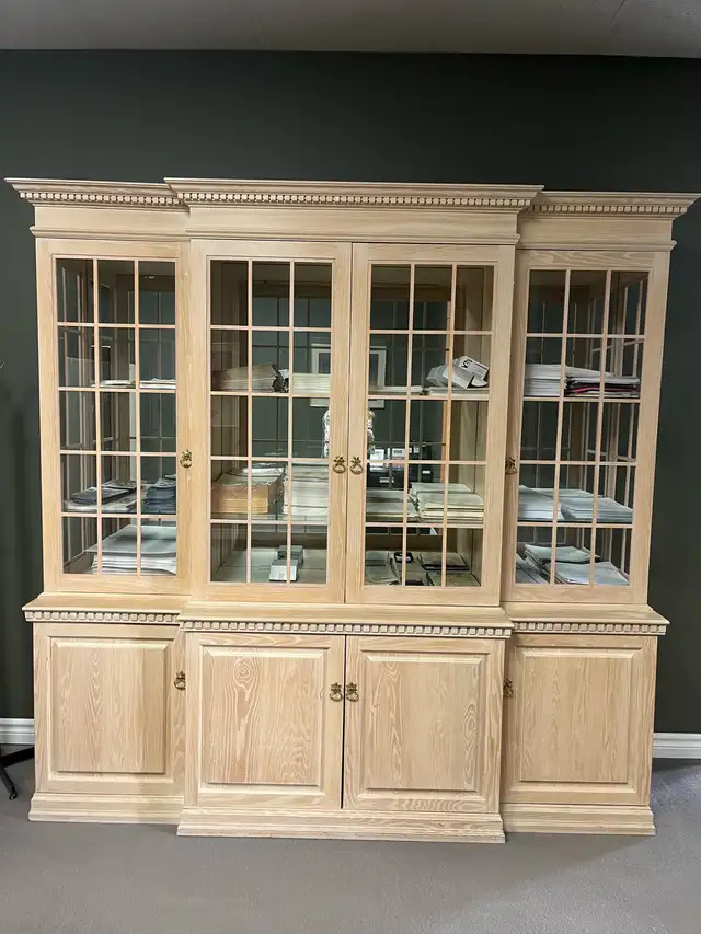 Light Wood Hutch and Display Cabinet