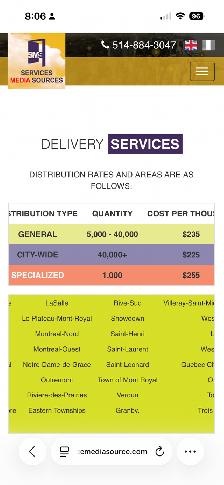 Camelots de Porte a Porte/Door to Door Flyer Distributors