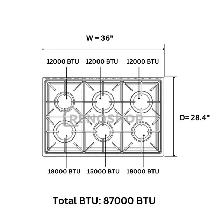 New Thor Kitchen 36" Gas Rangetop / Cooktop — Model HRT3618U - Photo 3