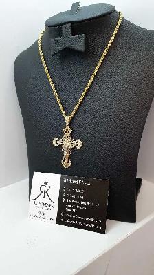 14k yellow gold chain & Cross# 413_16 - Photo 2