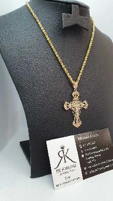 14k yellow gold chain & Cross# 413_16 - Photo 3