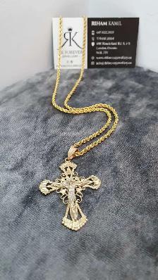 14k yellow gold chain & Cross# 413_16 - Photo 4
