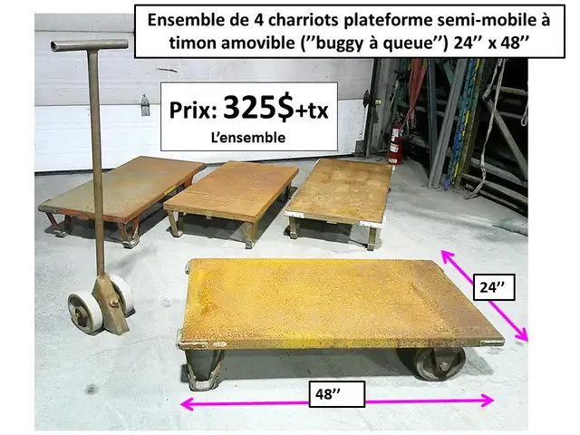 Charriots plateforme à timon amovible (''buggy à queue'')