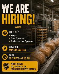 Bakery WorkersMUST HAVE2 Years FOOD Industry Experience