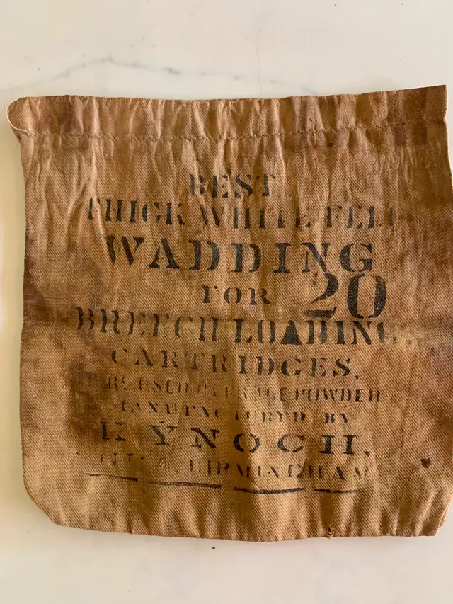 Antique shotgun wadding bag