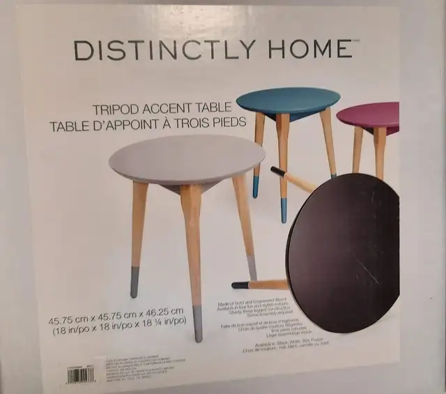 New Distinctly Home Tripod Accent Wood Table