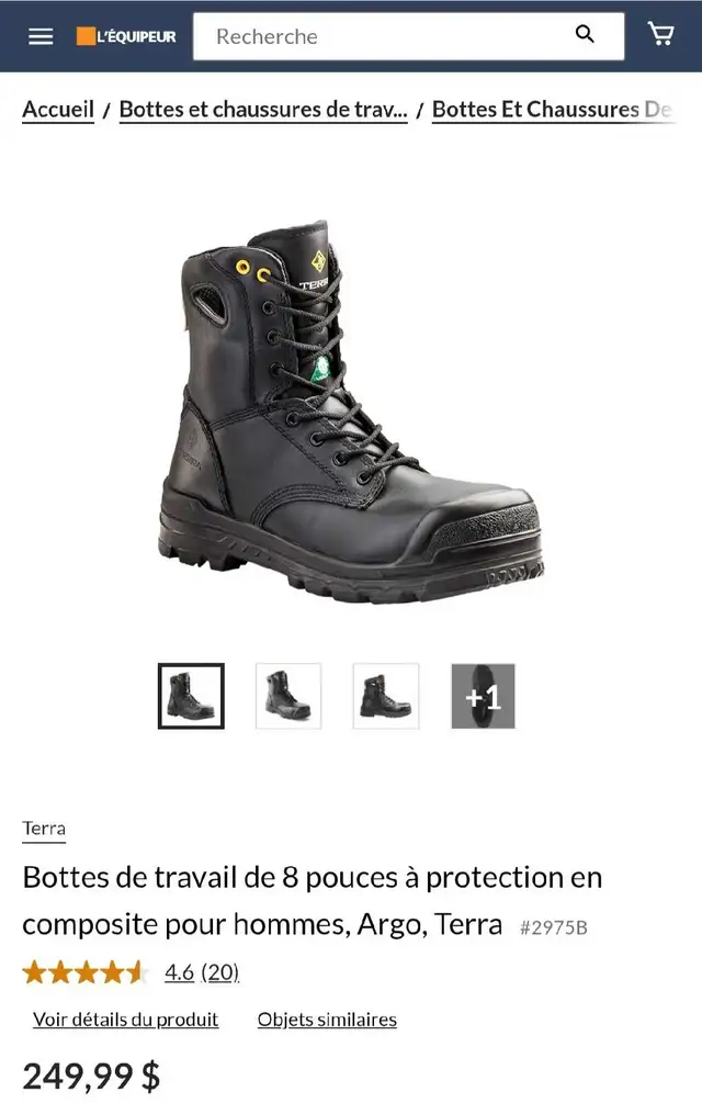 Bottes de travail pour hommes, Argo, Terra, grandeur 10 - Neuves