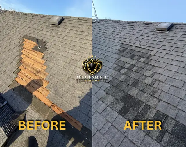Roof Shingles repair done, Before and After the repair