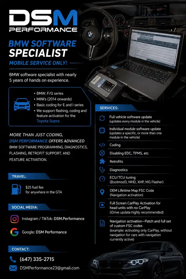 BMW (coding, diagnostics, software updates)