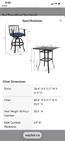 Outdoor Bar Height Dining Set BRAND NEW - Photo 2