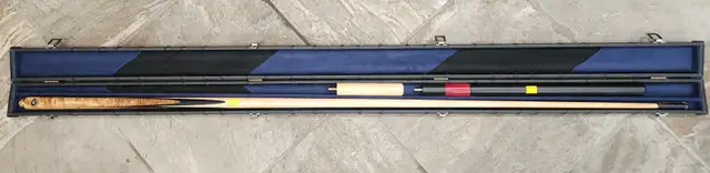 Woods Co.  Zebra Wood Billiards Snooker Cue with Extensions