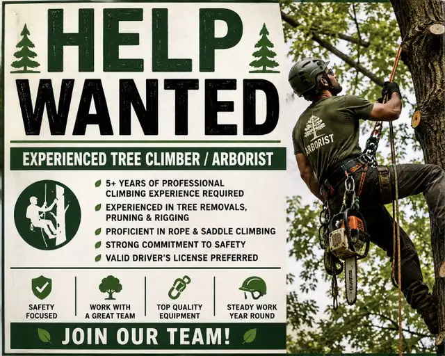 Looking for veteran Climber / Arborist