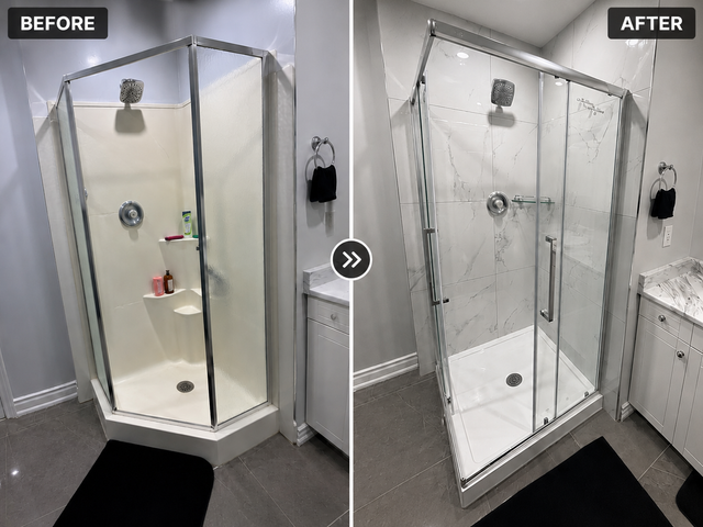 BATHROOM SHOWER-SHOWER BASE-SHOWER HEAD-UPGRADE-INSTALL