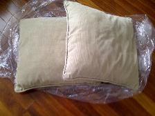2 BEAUX GROS COUSSINS EN VELOURS BEIGE 16'x16': $5.00 CHACUN - Photo 2