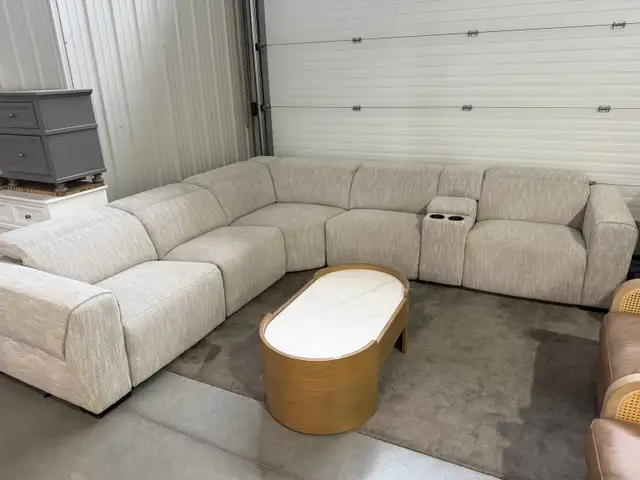 upholstered power reclining sectional 6 piece