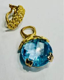 18karat 8.00CTW Natural Blue Topaz Checkerboard Earrings - Photo 2