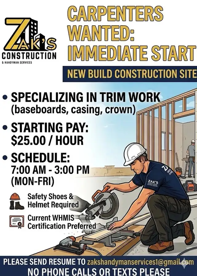 Trim Carpenters (Immediate Opening)