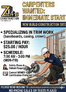 Trim Carpenters (Immediate Opening)