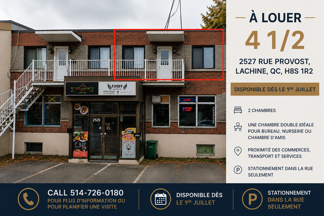 Grand 4 1/2 à louer à Lachine – Disponible dès le 1er juillet