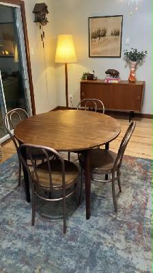 Mid century. Table teak teck / 4 chaises vintage métal   bois / - Photo 9