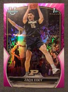 Zach Edey 1st NIL Rookie, Mint, 2022-23 1st Bowman U, #79 PINK