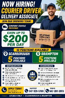 $200/day couriers needed full time
