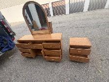 Free delivery used Wooden Dresser and 1 Nightstand with Mirror - Photo 7