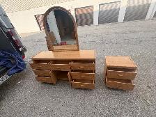 Free delivery used Wooden Dresser and 1 Nightstand with Mirror - Photo 8