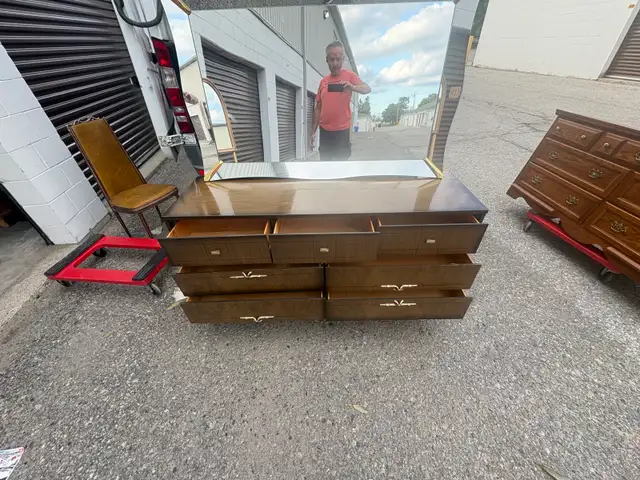 Free delivery used Vintage Wood Dresser with Mirror