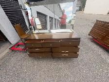 Free delivery used Vintage Wood Dresser with Mirror - Photo 2