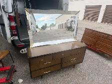 Free delivery used Vintage Wood Dresser with Mirror - Photo 7