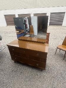 Free delivery used Vintage Wooden Dresser with Mirror - Photo 6