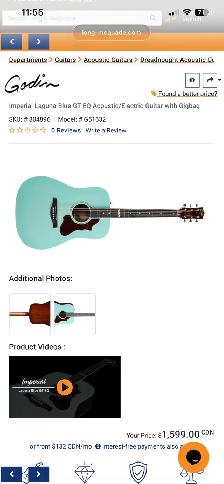 Godin Imperial Laguna Blue GT EQ acoustic with hardshell case - Photo 2