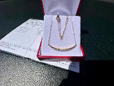 #849 14k Yellow Gold, .35ct Diamond Crescent Moon Pendant 15-17"