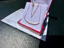 #849 14k Yellow Gold, .35ct Diamond Crescent Moon Pendant 15-17" - Photo 2