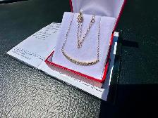 #849 14k Yellow Gold, .35ct Diamond Crescent Moon Pendant 15-17" - Photo 3