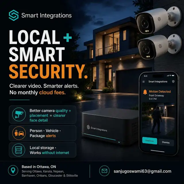 Smart Security Camera Installation (Zero Monthly Fees) - Ottawa