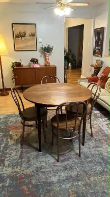 Mid century. Table teak teck / 4 chaises vintage métal   bois / - Photo 10