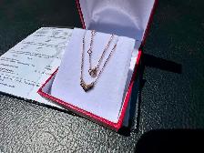#835 10k Rose Gold Brown & Black Diamond Chevron Necklace 16-18"
