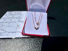 #835 10k Rose Gold Brown & Black Diamond Chevron Necklace 16-18" - Photo 2