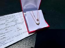#835 10k Rose Gold Brown & Black Diamond Chevron Necklace 16-18" - Photo 3