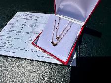 #835 10k Rose Gold Brown & Black Diamond Chevron Necklace 16-18" - Photo 4