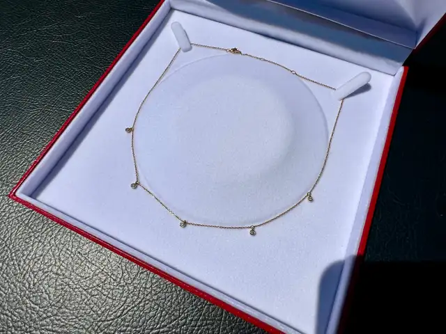 #812 - 14kt Yellow Gold, 1/4ct Diamond Necklace, 16-18"