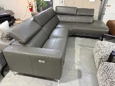 Grey leather 3 piece sectional with power seat