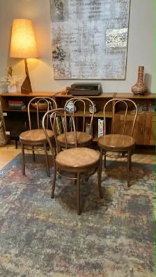 Mid century. Table teak teck / 4 chaises vintage métal   bois / - Photo 7