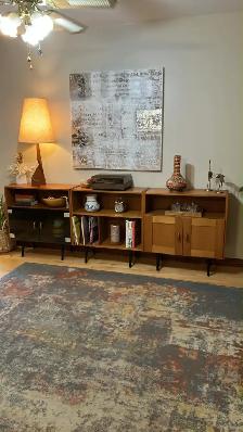 Mid century. Table teak teck / 4 chaises vintage métal   bois / - Photo 8